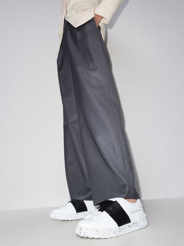 White Low Top Faux Leather Sneakers