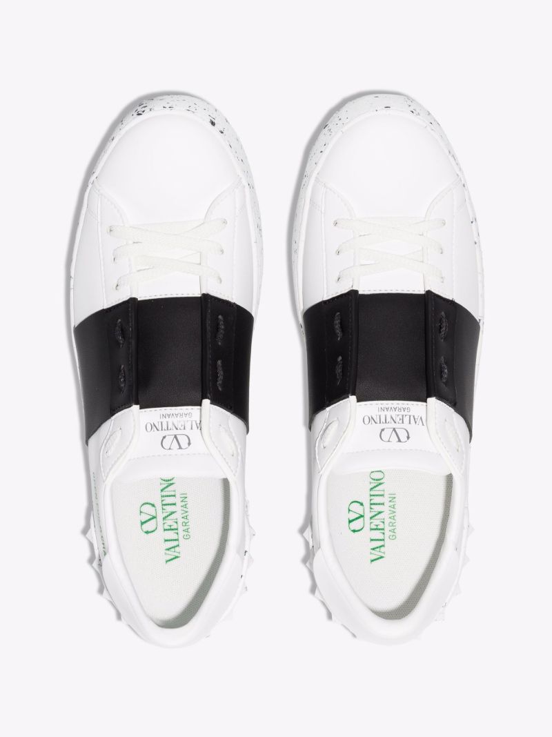 White Low Top Faux Leather Sneakers
