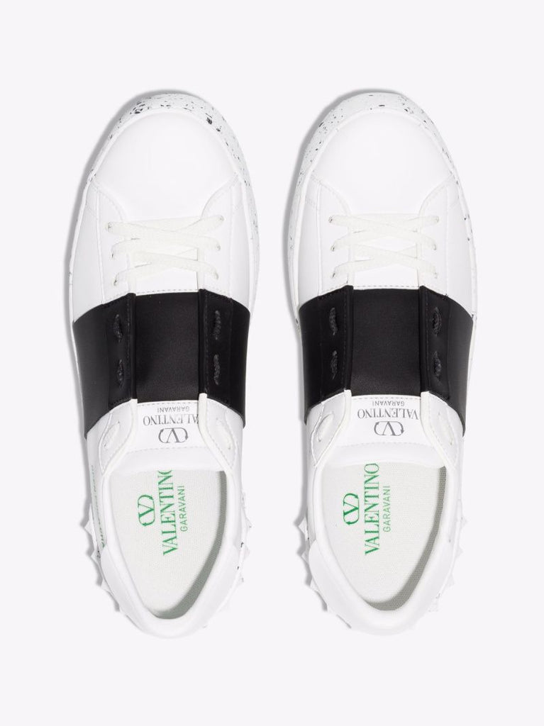 White Low Top Faux Leather Sneakers