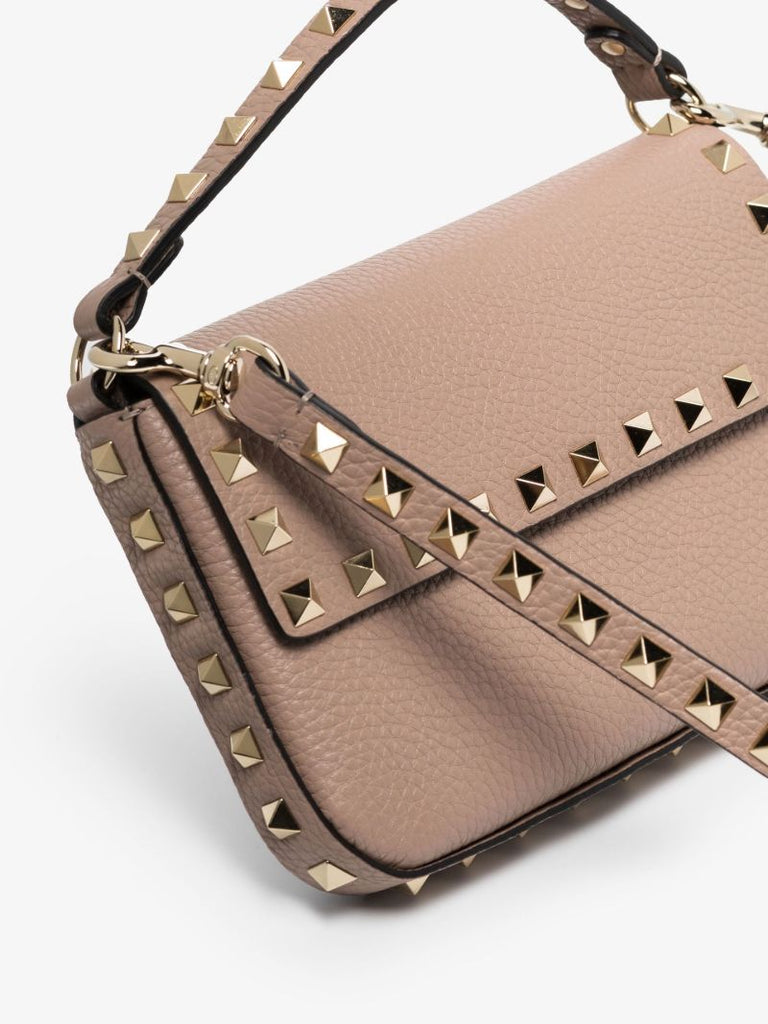 Neutral Rockstud Mini Leather Cross Body Bag
