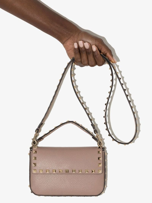 Neutral Rockstud Mini Leather Cross Body Bag