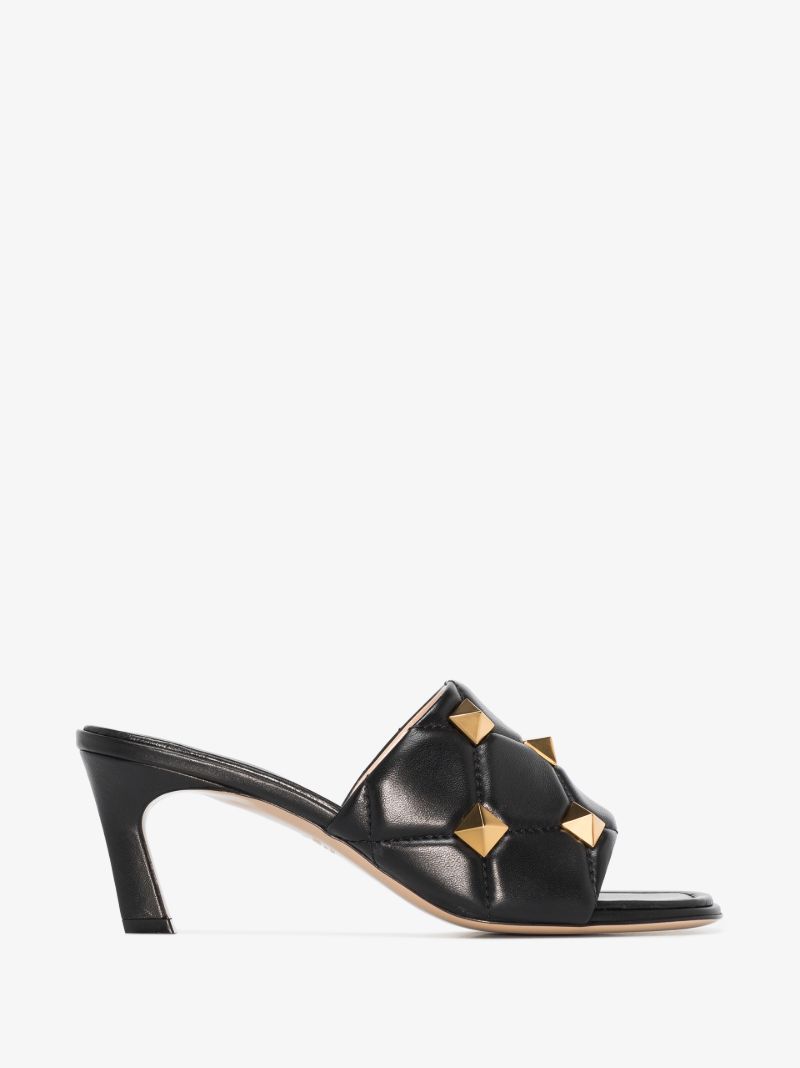 Black Roman Stud 65 Quilted Leather Sandals