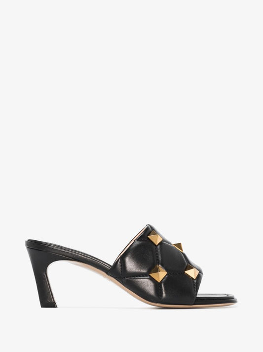 Black Roman Stud 65 Quilted Leather Sandals
