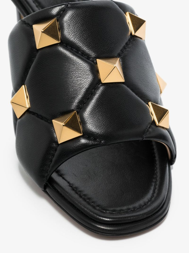 Black Roman Stud 65 Quilted Leather Sandals