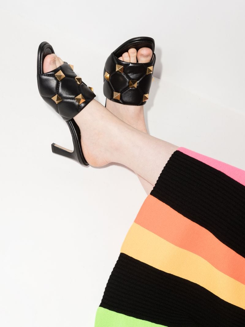 Black Roman Stud 65 Quilted Leather Sandals