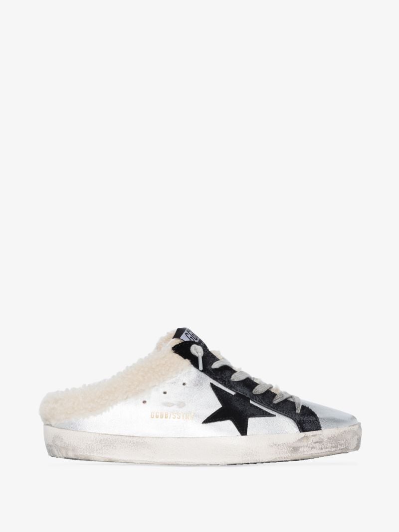 Silver Super-star Sabot Leather Sneakers