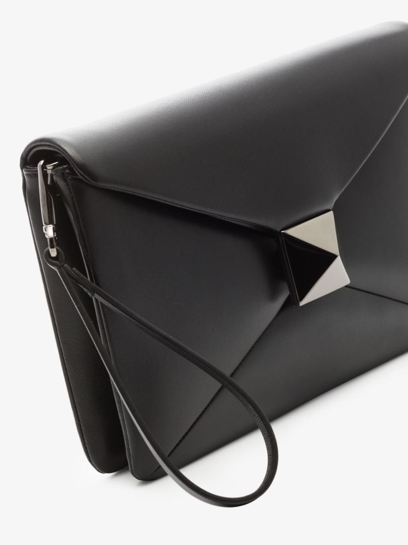 Black One Stud Leather Pouch Bag