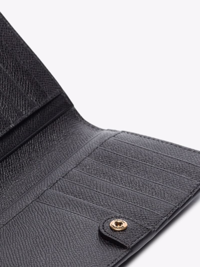 Black Continental Grained Leather Wallet