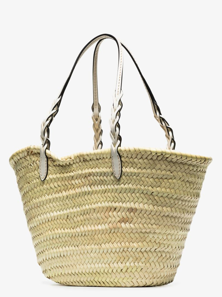 Neutral Logo Raffia Tote Bag