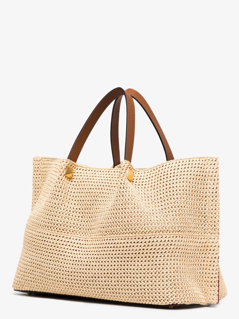 Neutral Vlogo Medium Straw Tote Bag