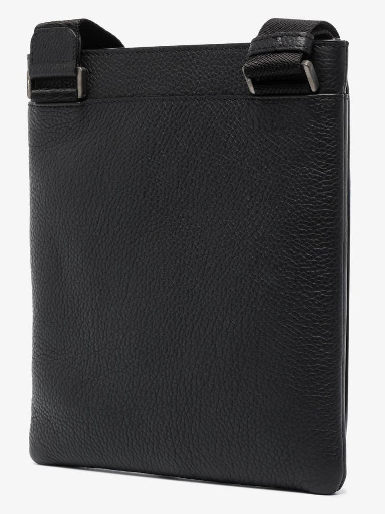 Black Logo Leather Cross Body Bag