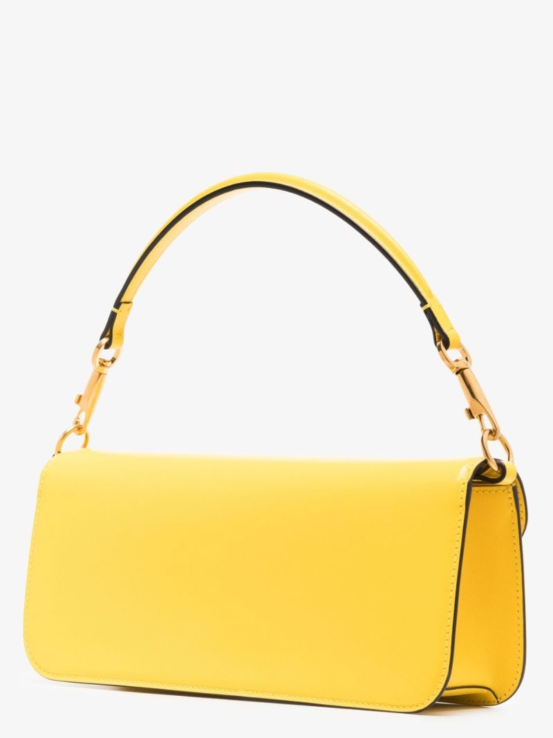 Yellow Vlogo Baguette Leather Shoulder Bag