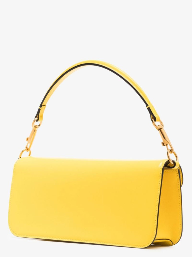 Yellow Vlogo Baguette Leather Shoulder Bag