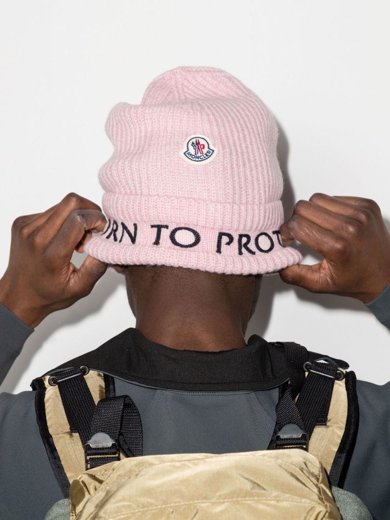 Pink Born to Protect Wool Beanie Hat