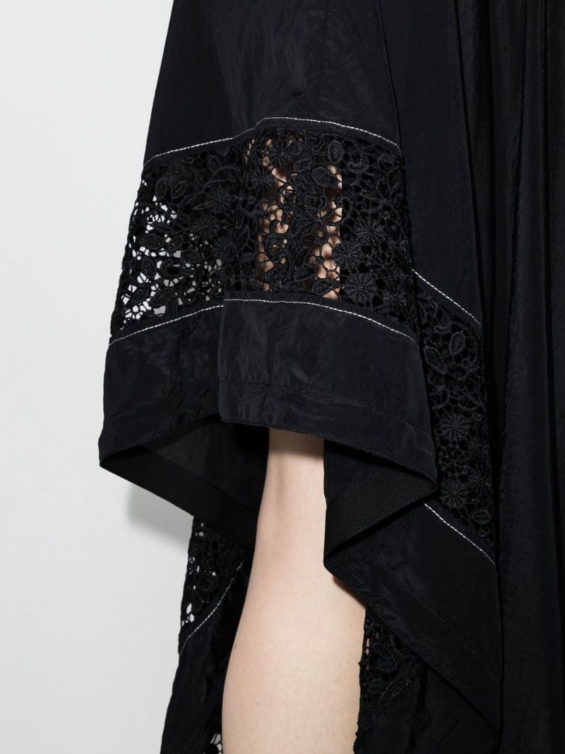 Asymmetric Lace Trim Midi Skirt