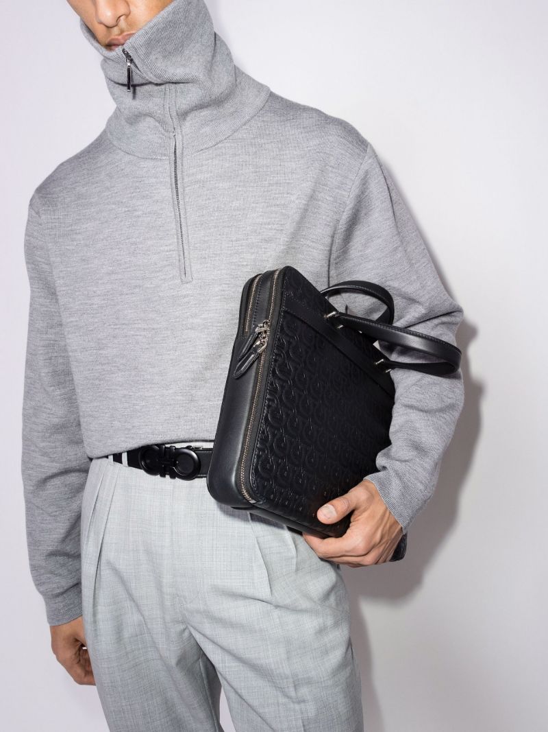 Black Gancini Leather Briefcase