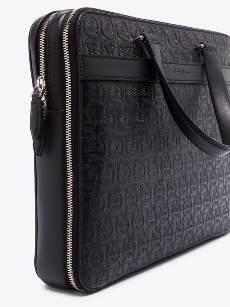 Black Gancini Leather Briefcase