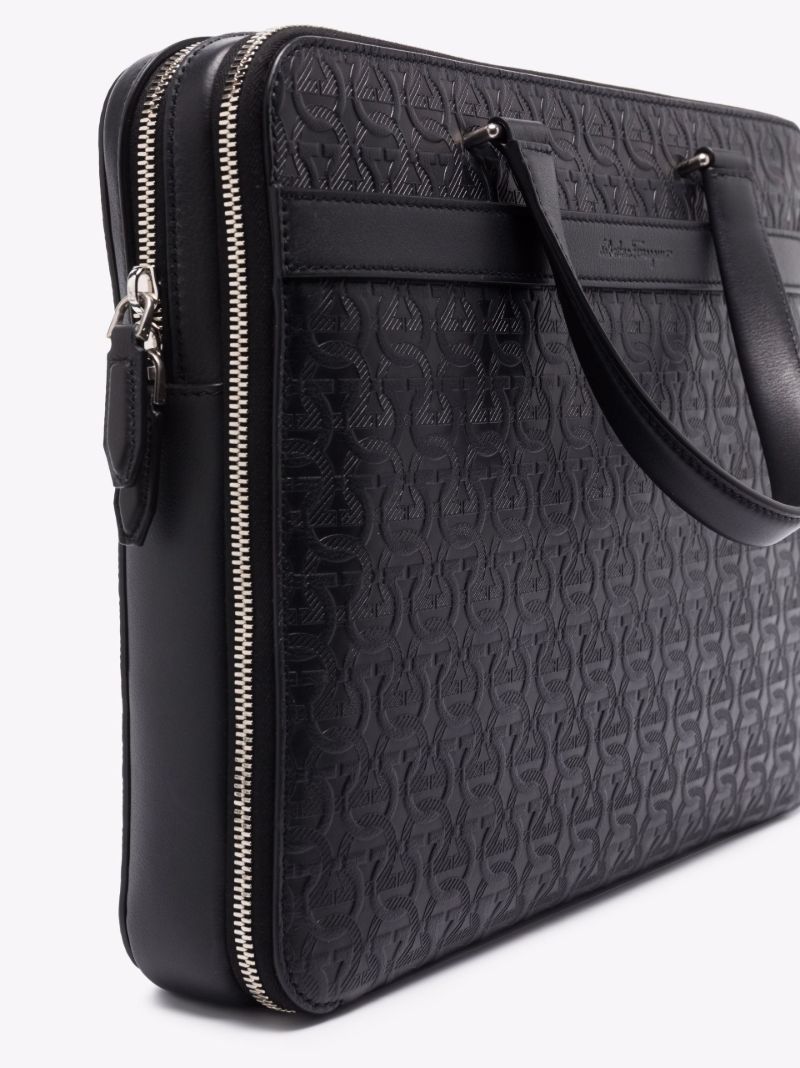 Black Gancini Leather Briefcase