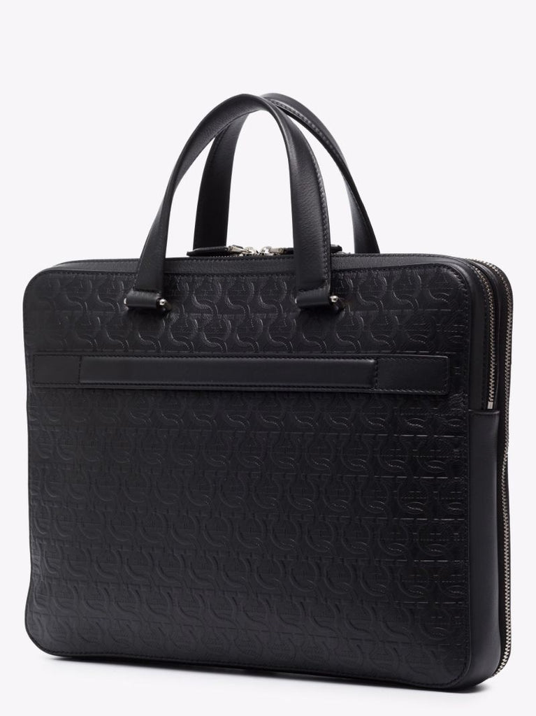 Black Gancini Leather Briefcase