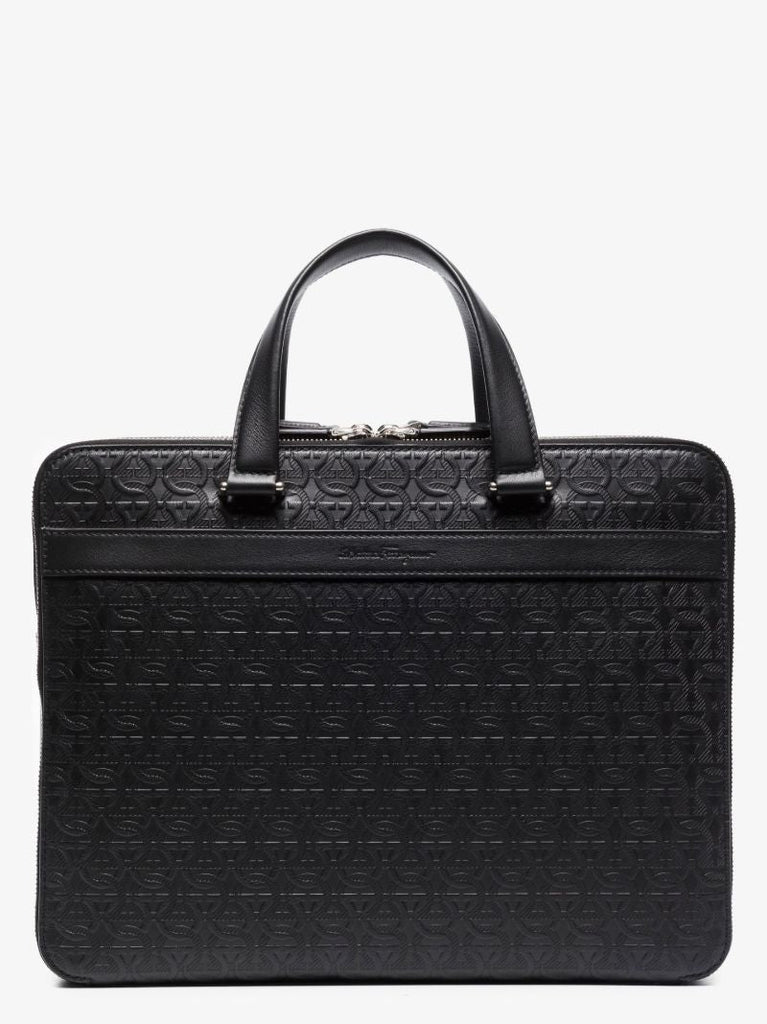Black Gancini Leather Briefcase