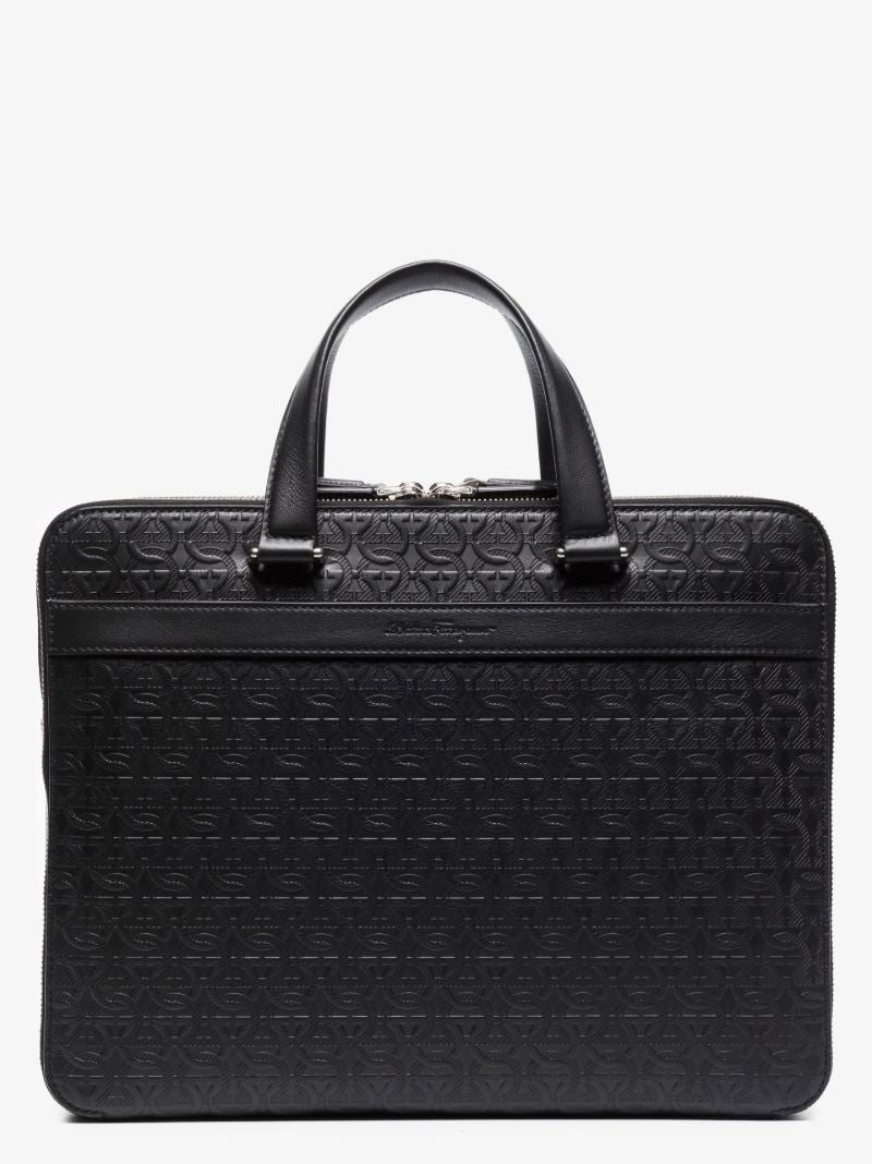 Black Gancini Leather Briefcase