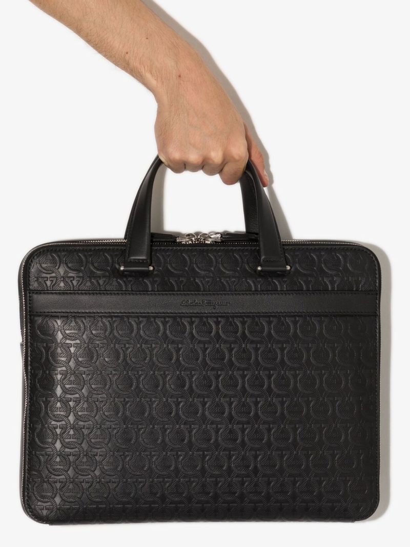 Black Gancini Leather Briefcase