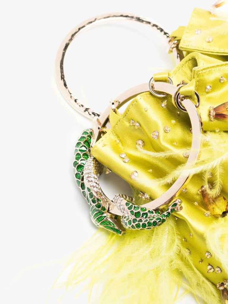 Green Feather Clutch Bag
