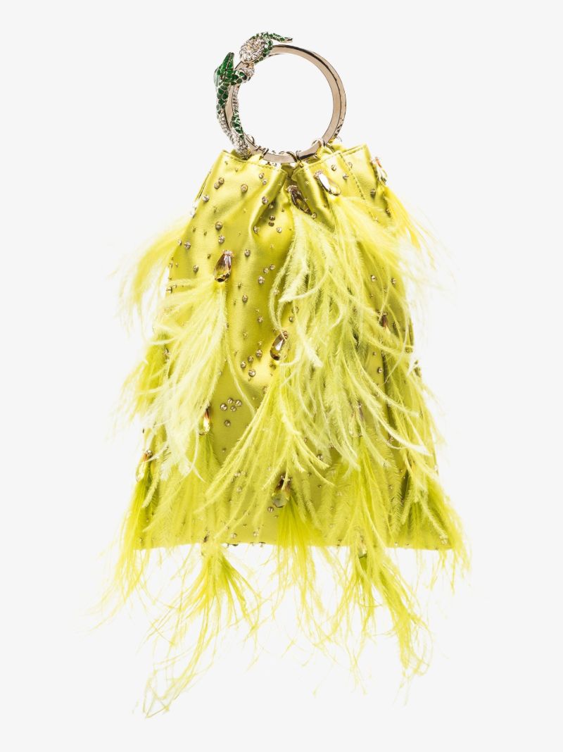 Green Feather Clutch Bag