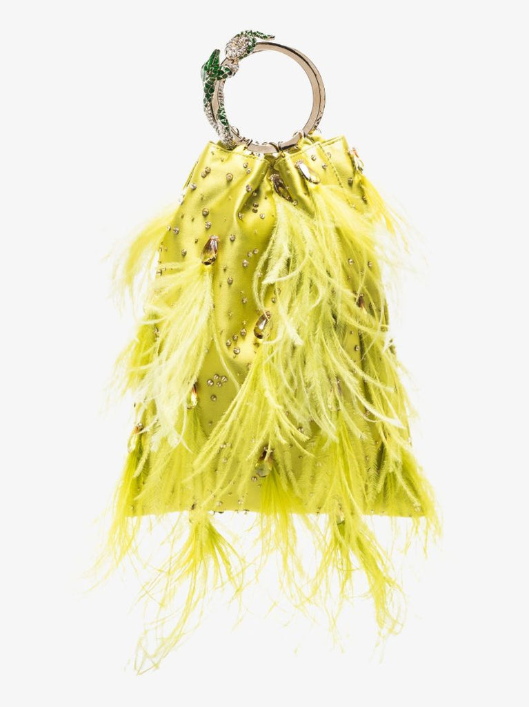 Green Feather Clutch Bag
