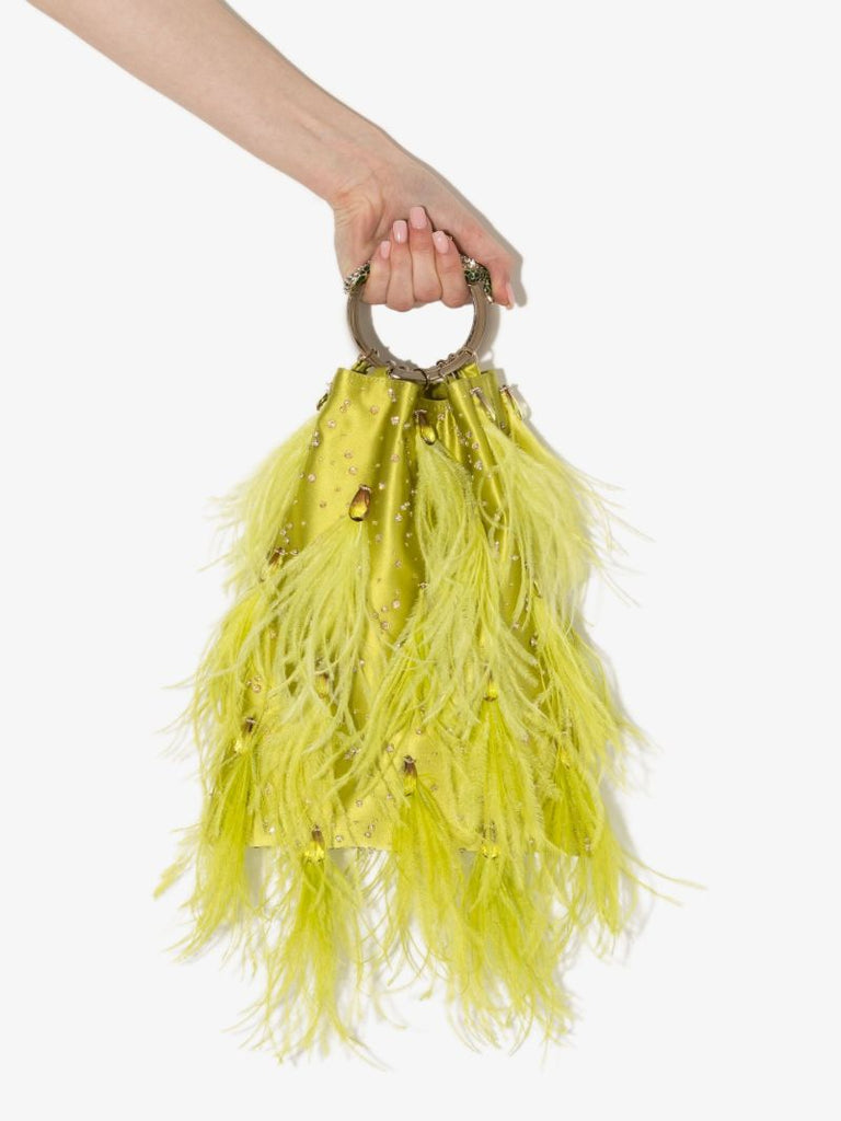 Green Feather Clutch Bag