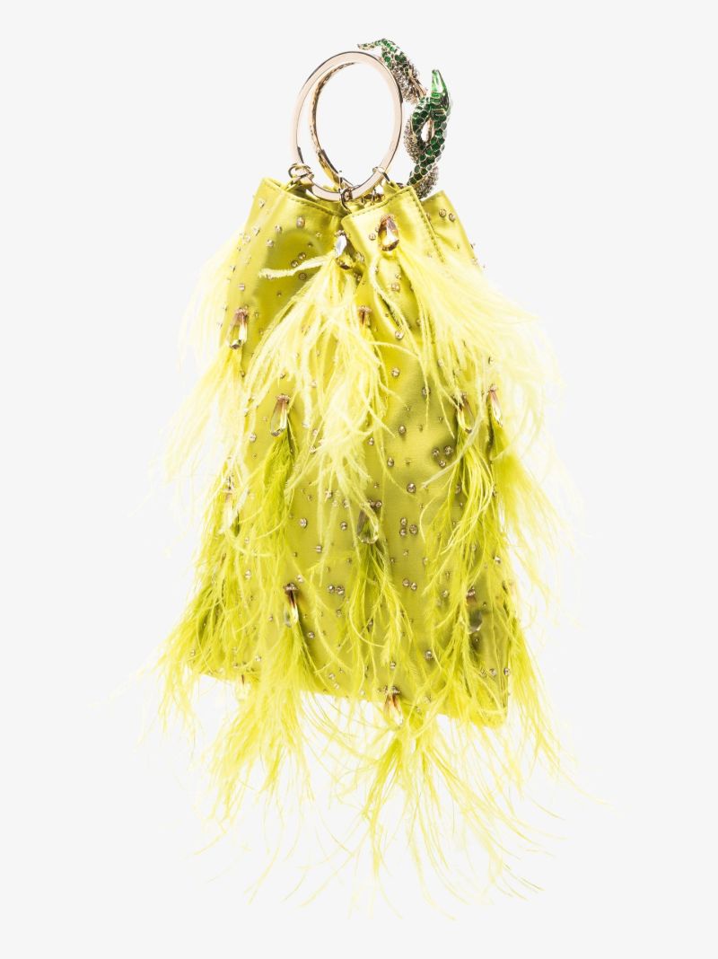 Green Feather Clutch Bag