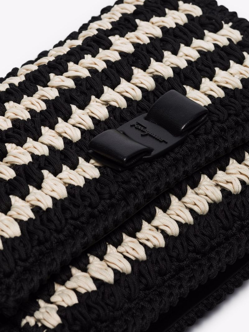 Black Viva Bow Crochet Shoulder Bag
