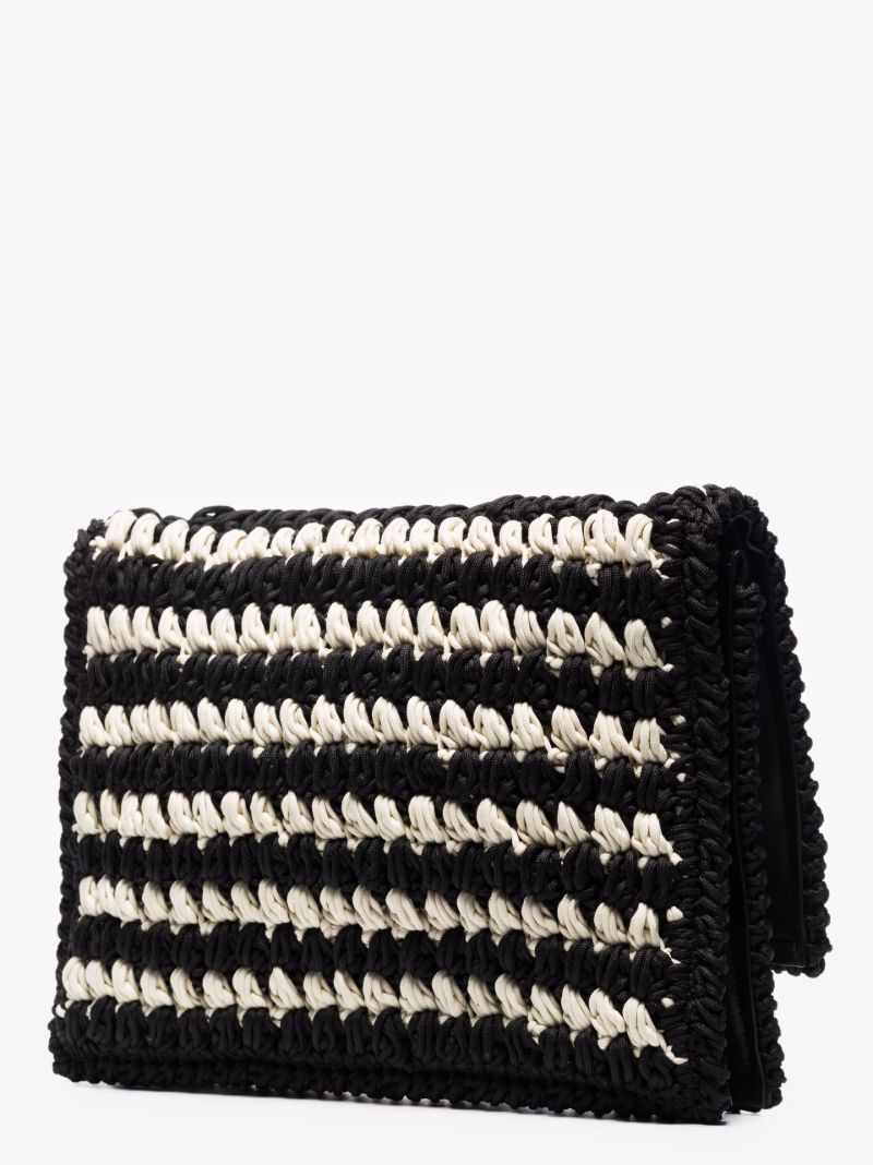 Black Viva Bow Crochet Shoulder Bag