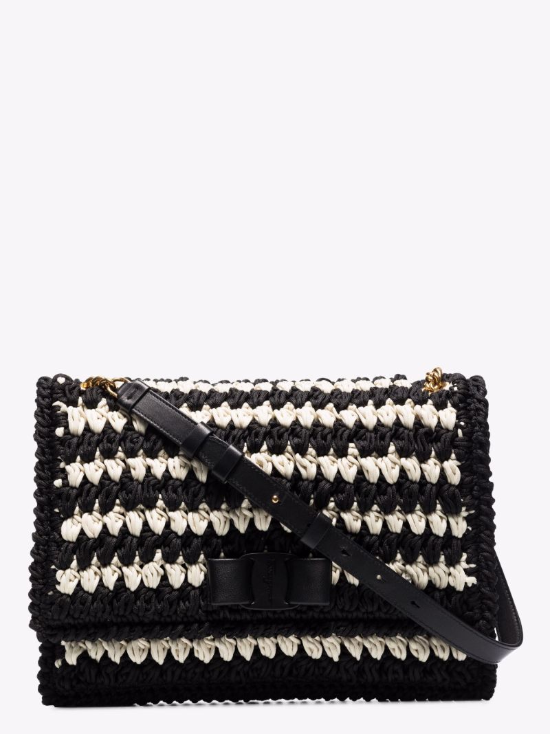Black Viva Bow Crochet Shoulder Bag