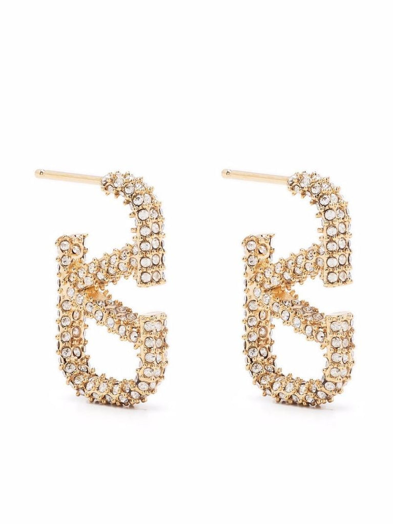 Gold-tone Vlogo Signature Crystal Drop Earrings