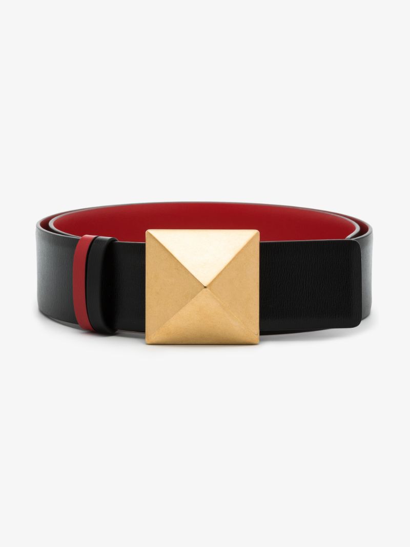 Black One Stud Reversible Leather Belt