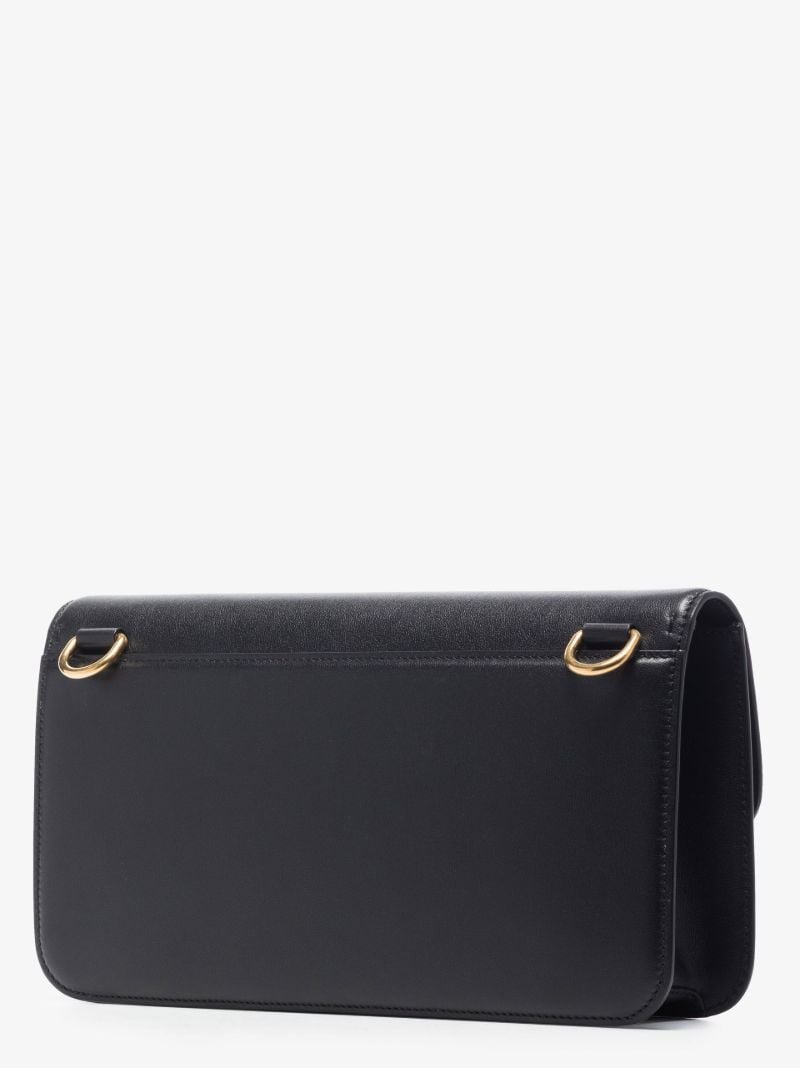 Black Vlogo Signature Leather Messenger Bag