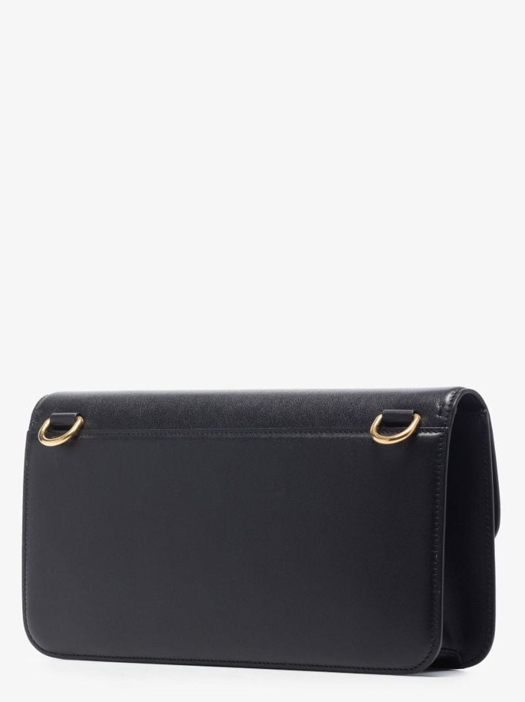 Black Vlogo Signature Leather Messenger Bag