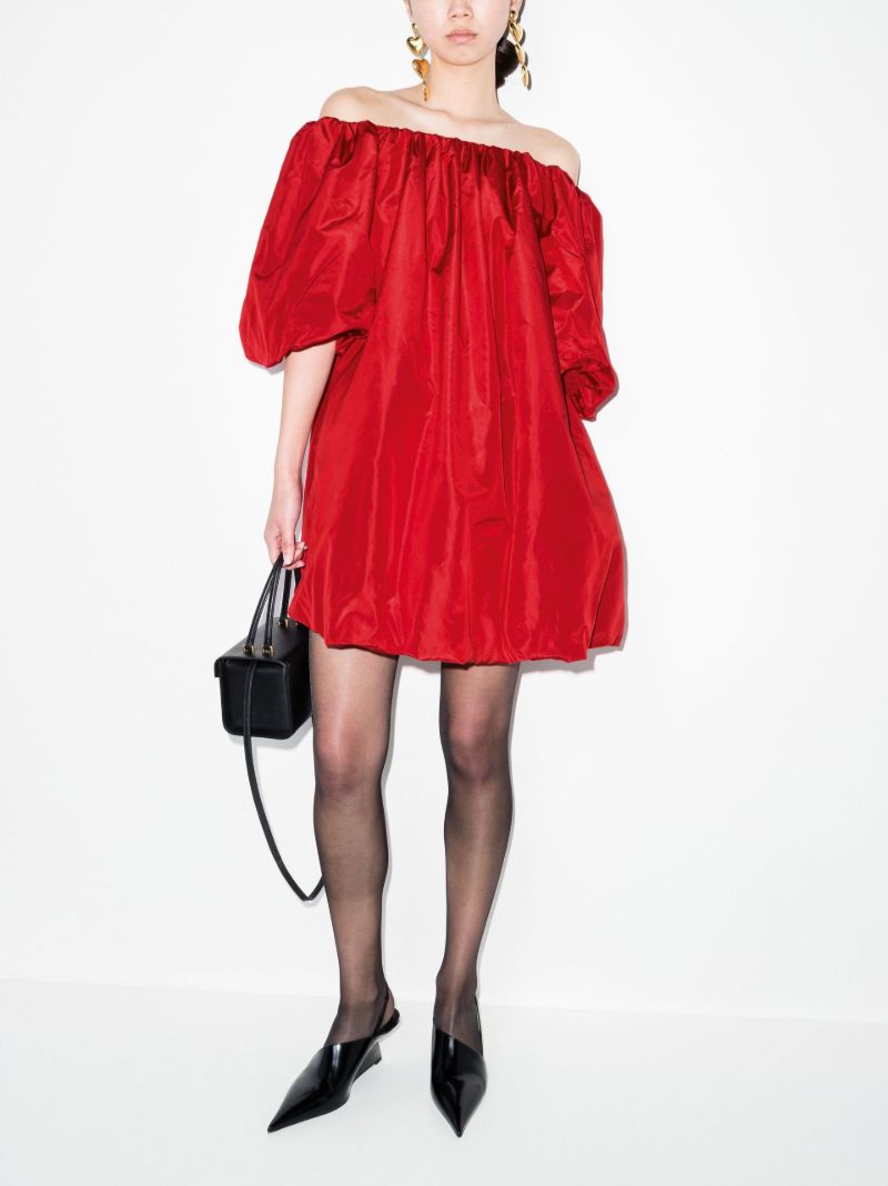 Puff Sleeve Silk Mini Dress