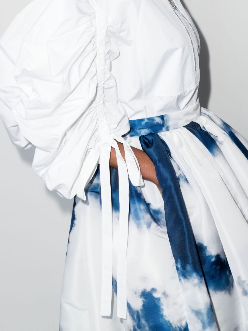 Gathered Printed Midi Skirt