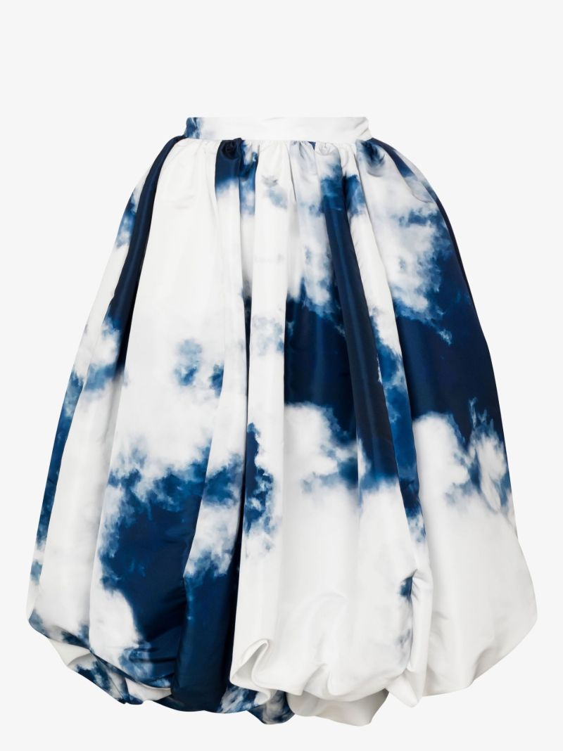 Gathered Printed Midi Skirt