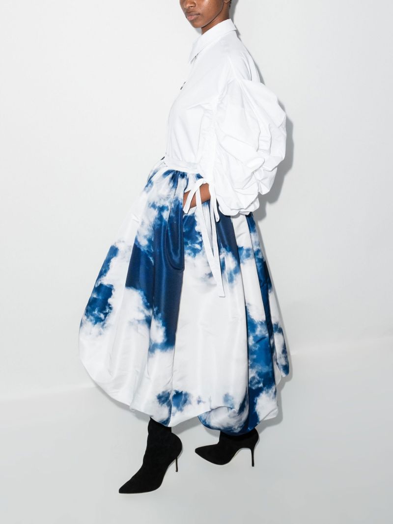 Gathered Printed Midi Skirt