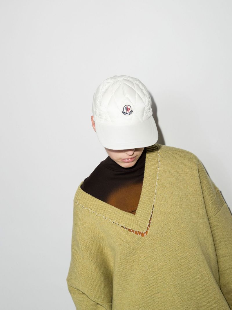 White Logo Quilted Baseball Cap