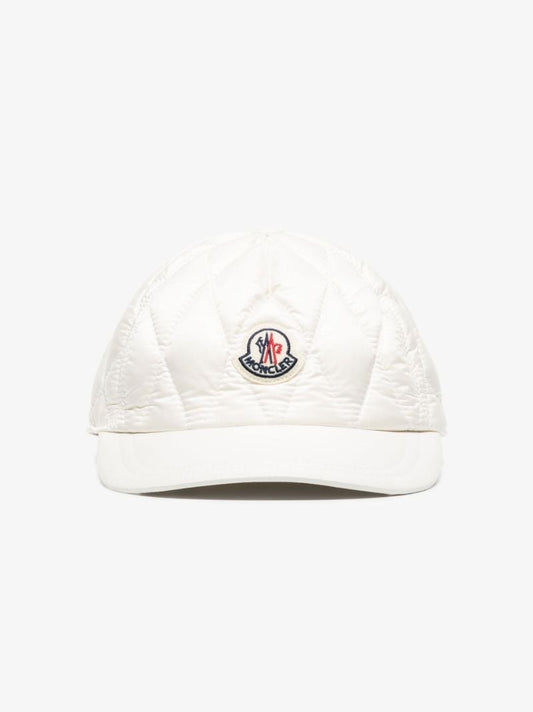 White Logo Quilted Baseball Cap