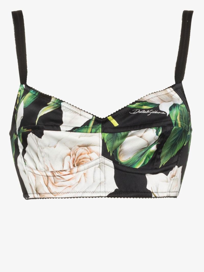 White Rose Print Bralette