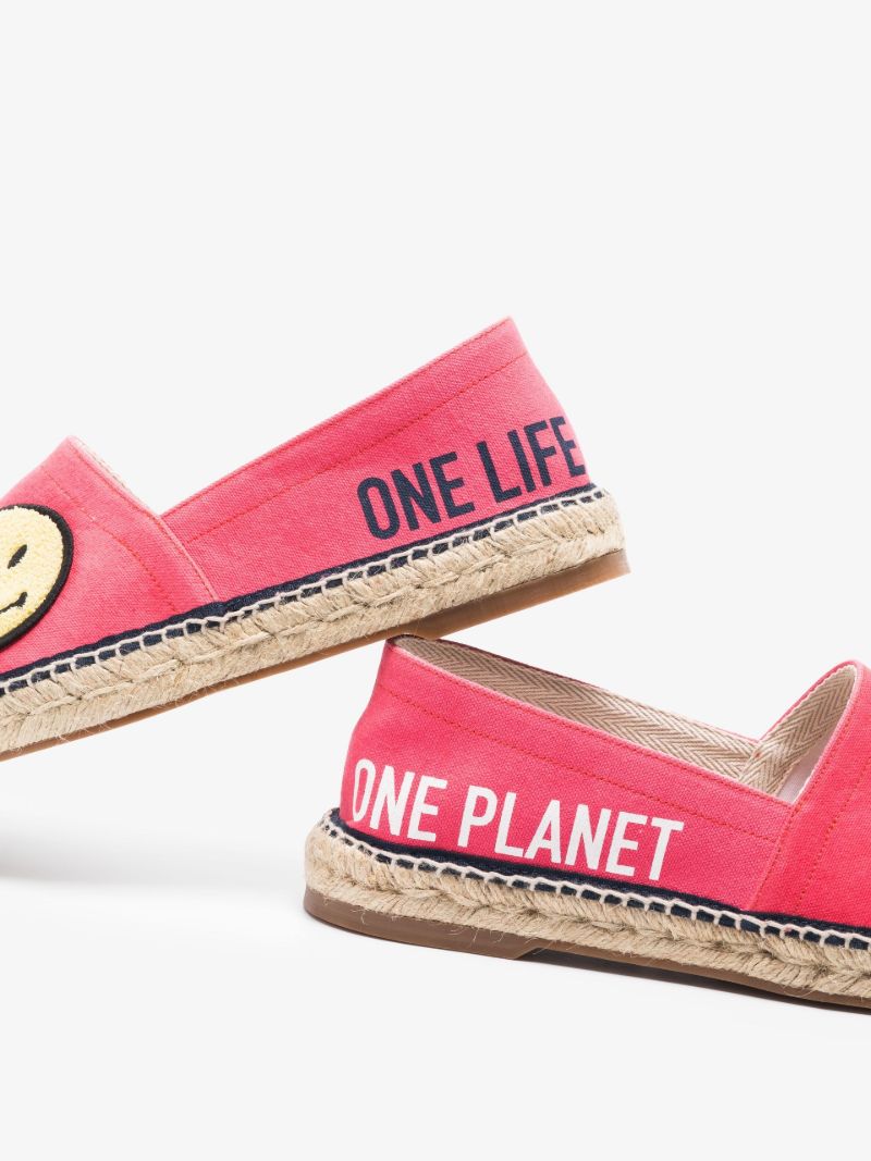 Pink One Life One Planet Logo Espadrilles