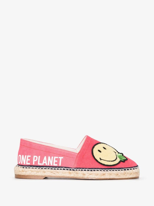 Pink One Life One Planet Logo Espadrilles