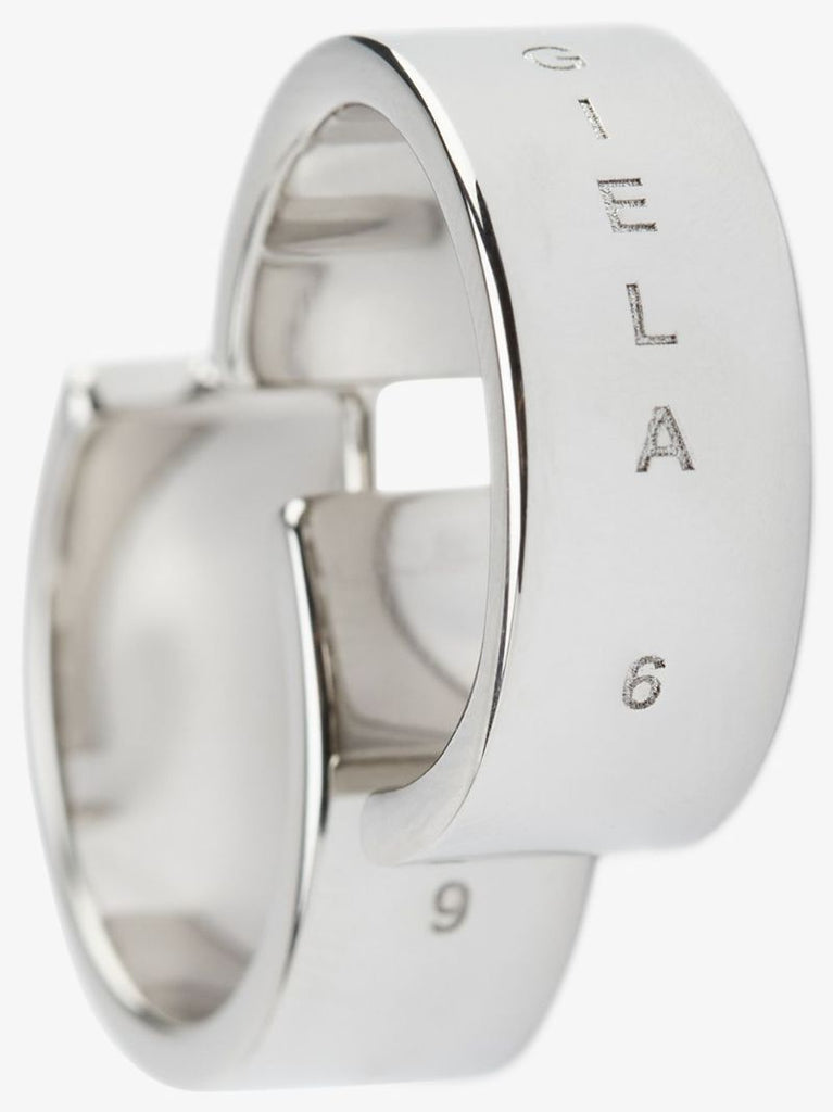 Silver Tone Logo Engraved Hoop Earrings