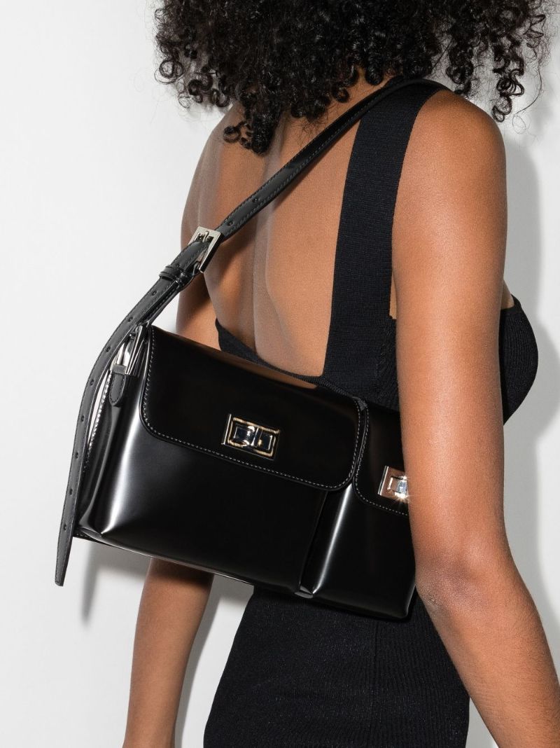 Black Billy Patent Leather Shoulder Bag