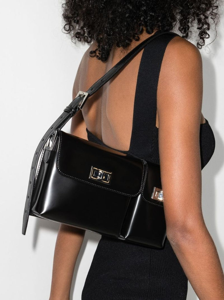 Black Billy Patent Leather Shoulder Bag